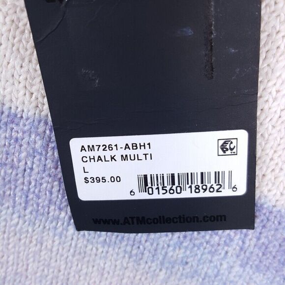 ATM Sweater Mens Large Cream Painted Stripe Pullover Cotton Blend Knit $395 - Picture 4 of 9